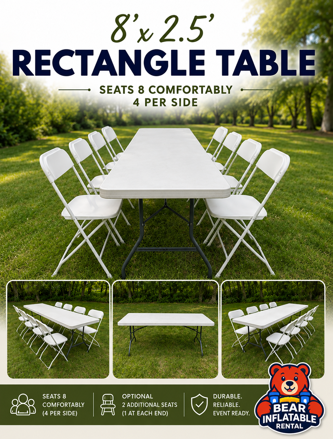 8 foot rectangle table promo