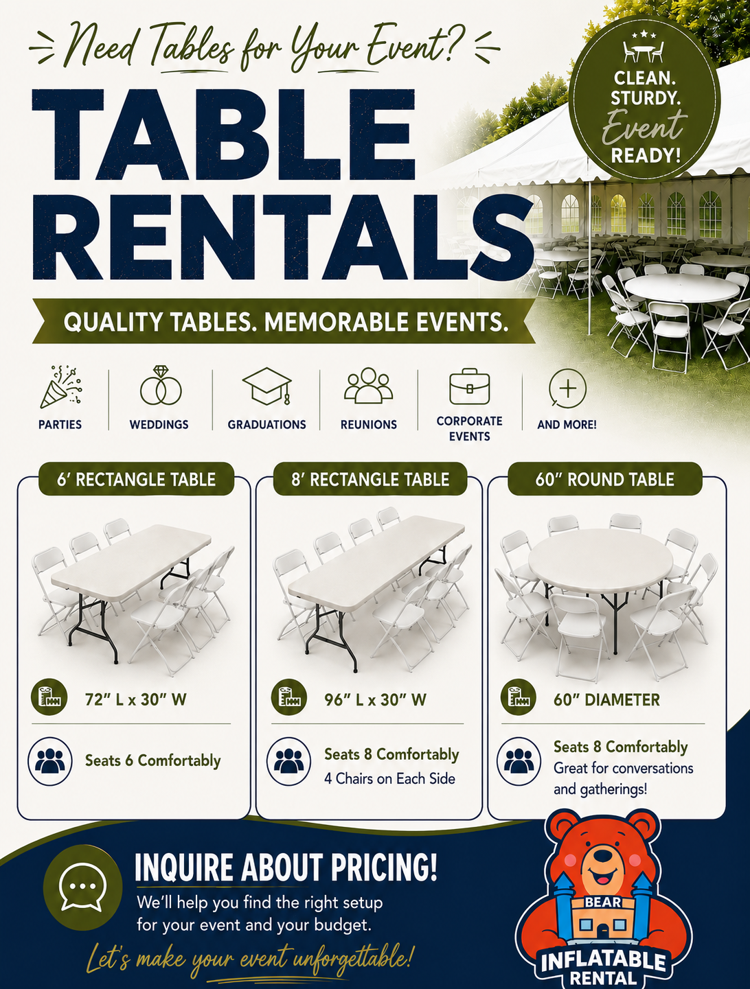 table rentals overview promo